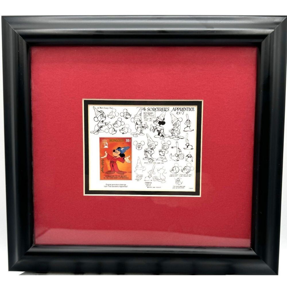 Walt Disney 50th Anniversary Sorcerers Apprentice Stamp 1992 Fantasia COA